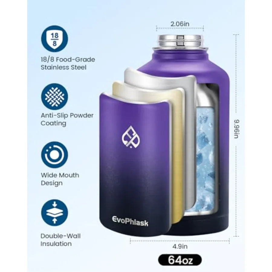 Vacuum Insulated Water Bottle Keeps Cold With Strap For Travel Sport