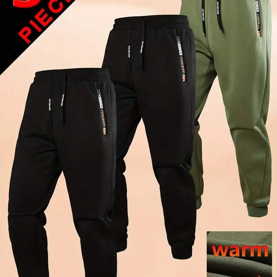Warm Fleece Lined Mens Casual Jogger Pants Set Of Three