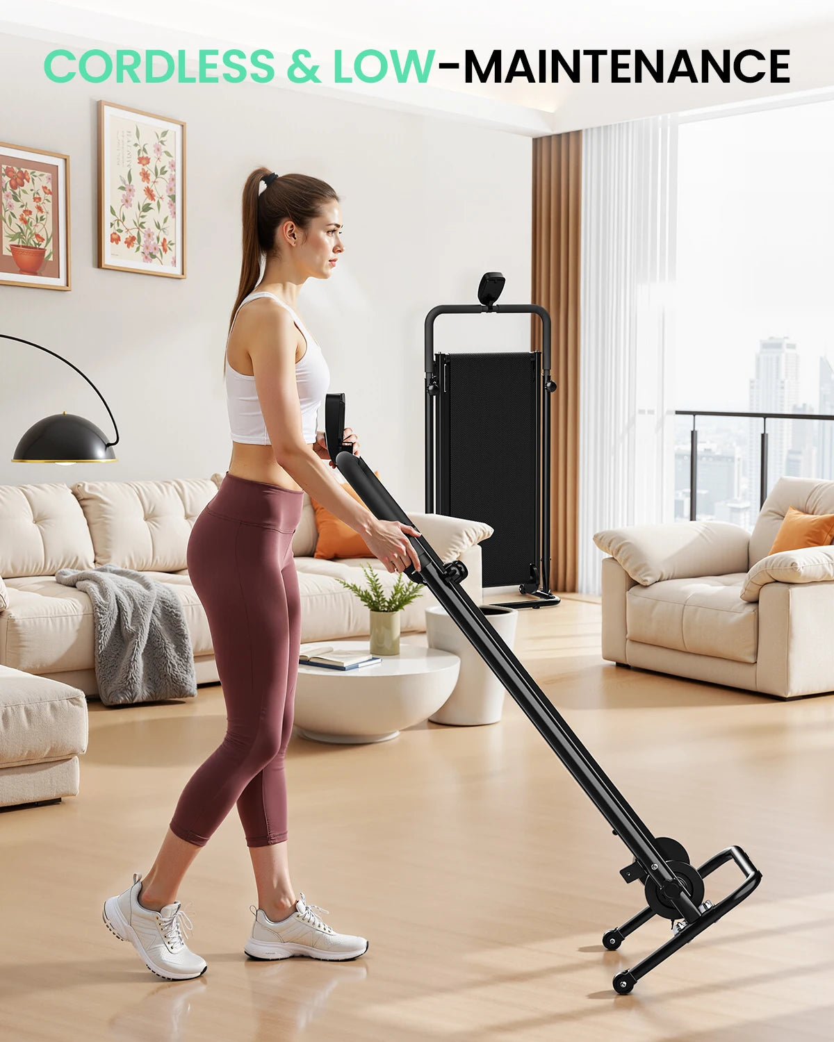 AKLUER Folding Mechanical Treadmill With Dual Flywheel And Fixed Incline