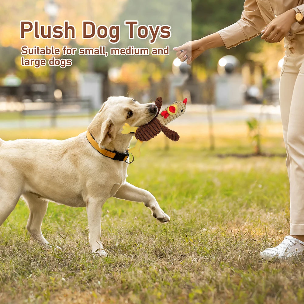 Plush Squeaky Dog Toys Assorted Animal Chew Toy Bundle