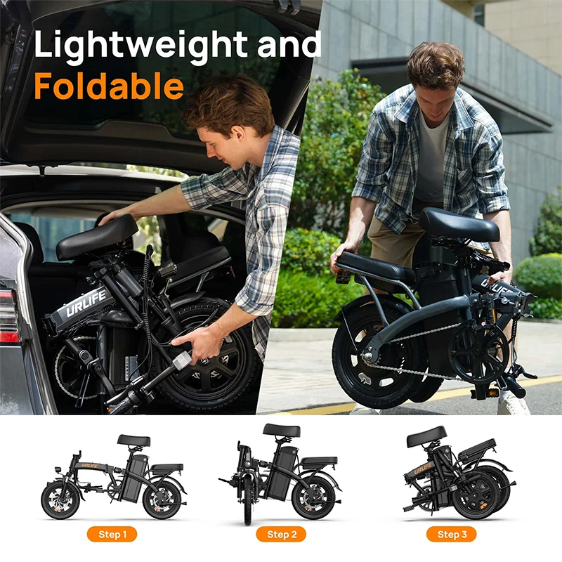 URLIFE Folding Electric Bike With 500W Motor And Removable Battery