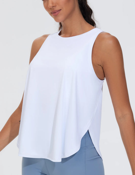 THE GYM PEOPLE Womens Racerback Workout Tank Tops Split Side Loose Fit Sleeveless Yoga Running Shirts with Curved Hem