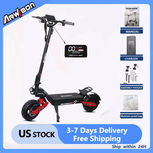 Arwibon 1200W Foldable Adult Electric Scooter With Off Road Tires
