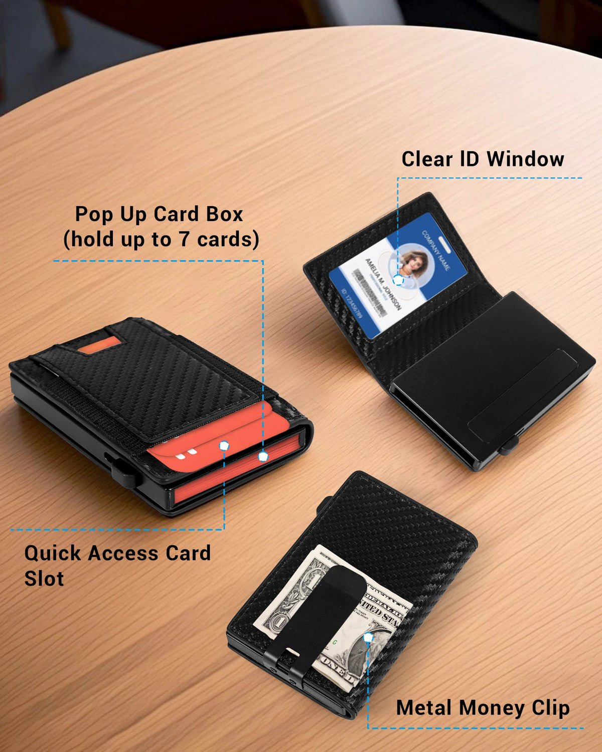 Slim Aluminum RFID Blocking Wallet With Metal Money Clip