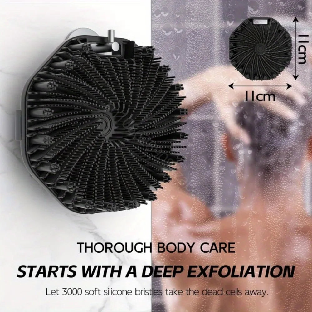 Soft Silicone Back Brush With Handle For Gentle Exfoliating Care