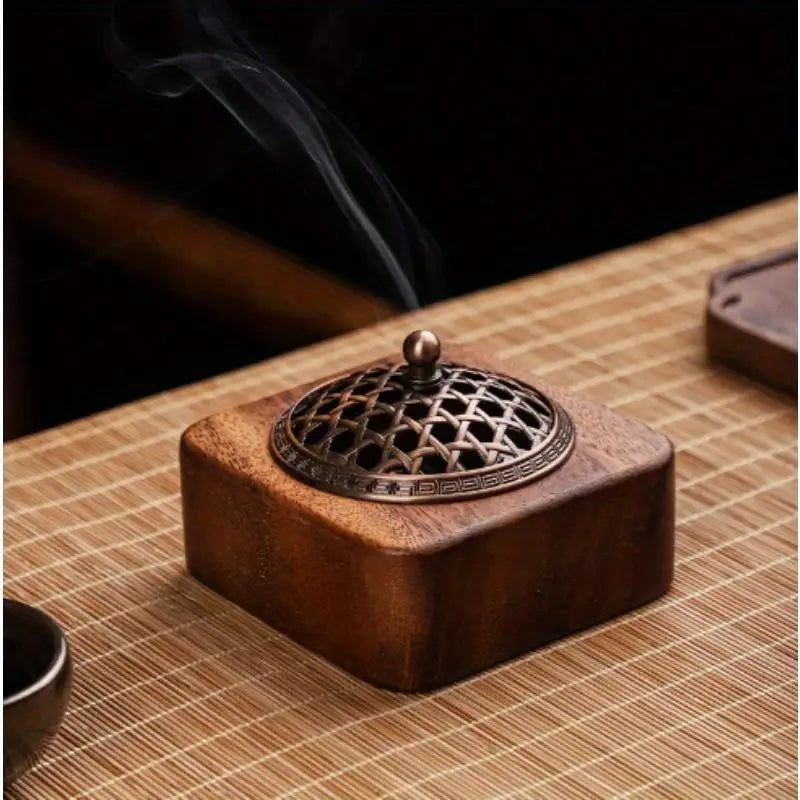 South American Walnut Incense Holder Wooden Box for Sandalwood Disks
