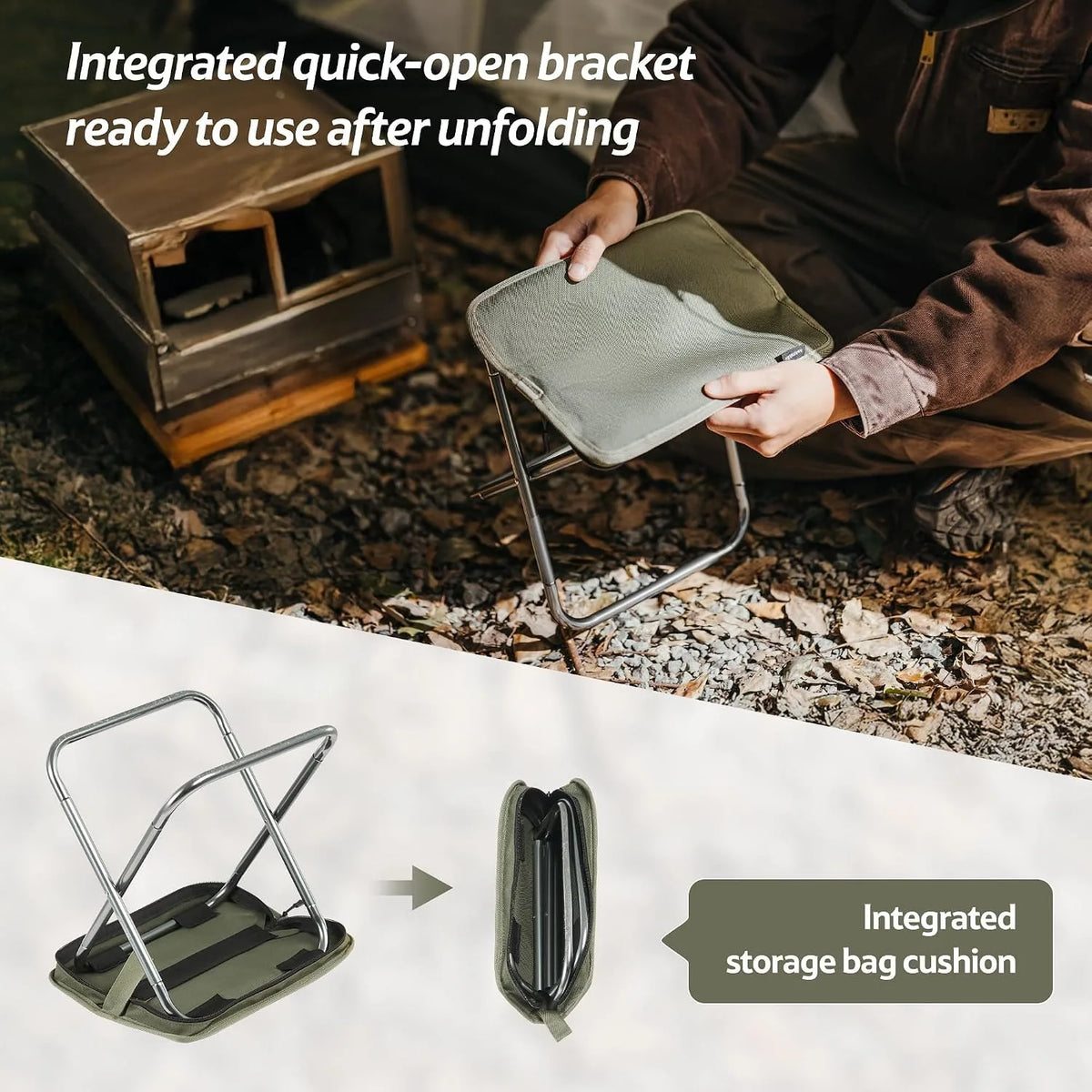 Naturehike Foldable Collapsible Backpack Portable Seat Stool Lightweight Mini Easy Carry Outdoor Travel Fishing Stool Picnic Stool