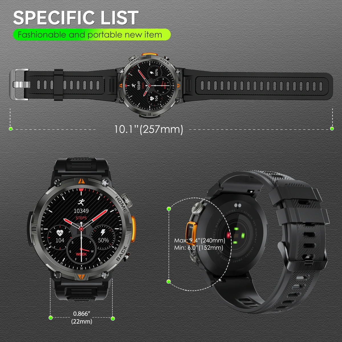 EIGIIS KE3 Bluetooth Smartwatch With Heart Rate And Health Monitor