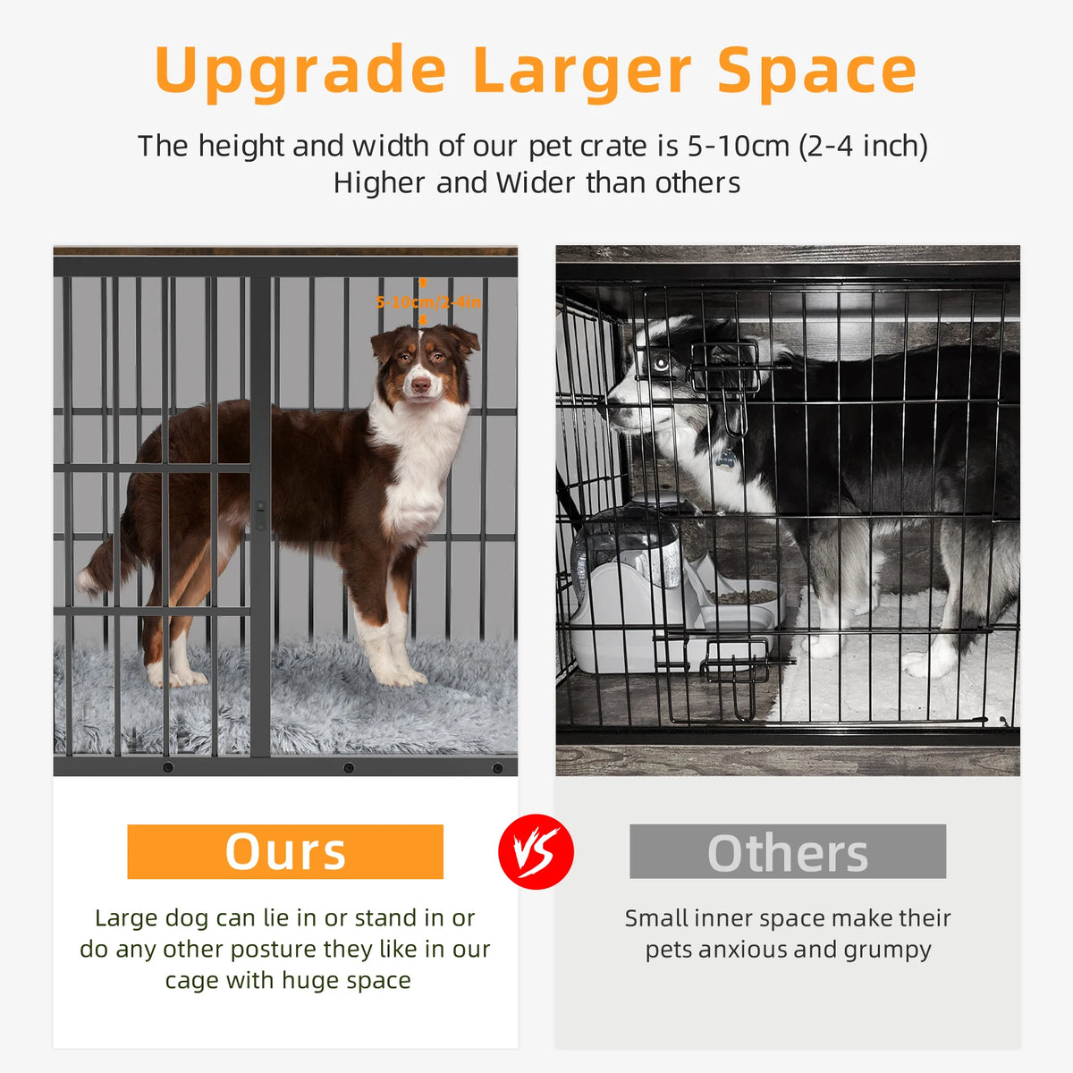 Furniture Style Metal And Wood Dog Crate With Three Doors