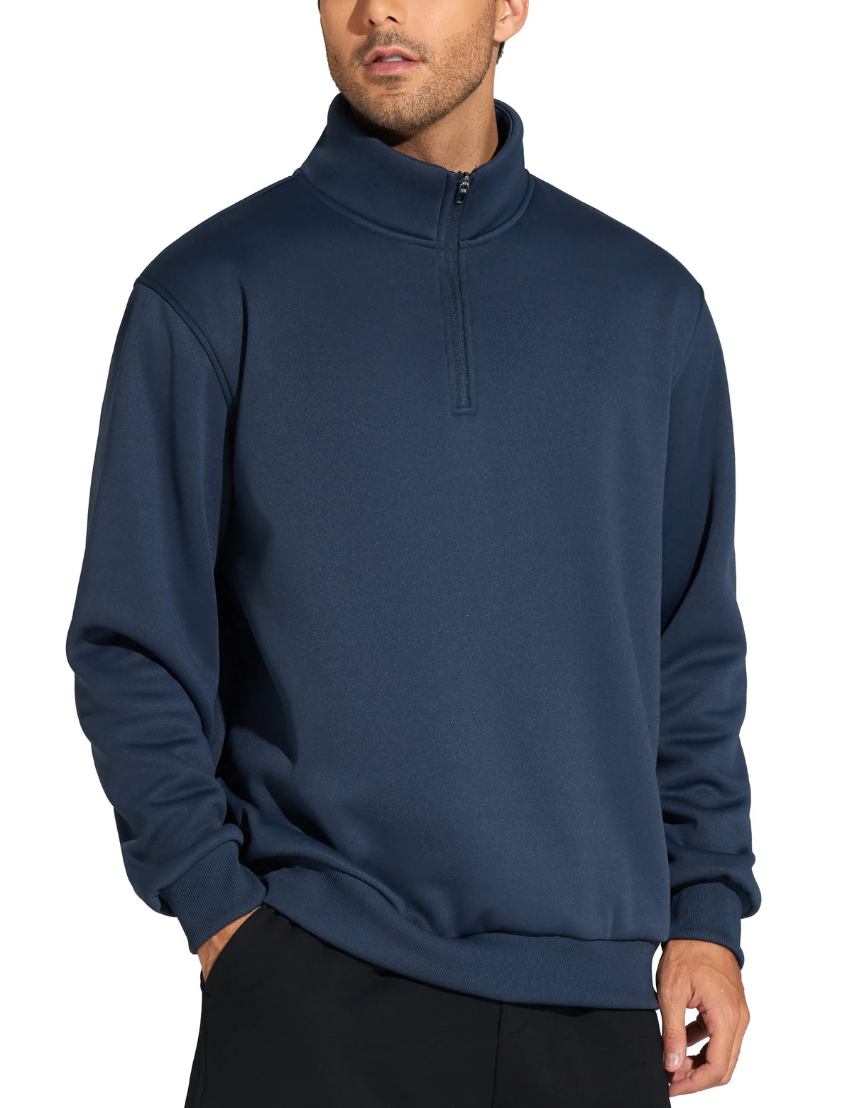 THE GYM PEOPLE Men's Half Zip Sweatshirt Long Sleeve Fleece Pullover Basic Workout Tops