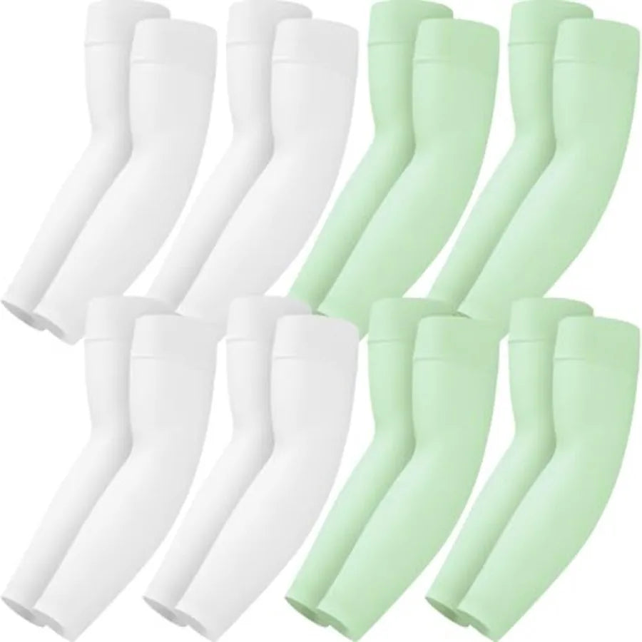 8 Pairs Soft Arm Sleeves, UV Sun Protection Cooling Compression Arm Covers for Outdoor Work, Sports, Men and Women
