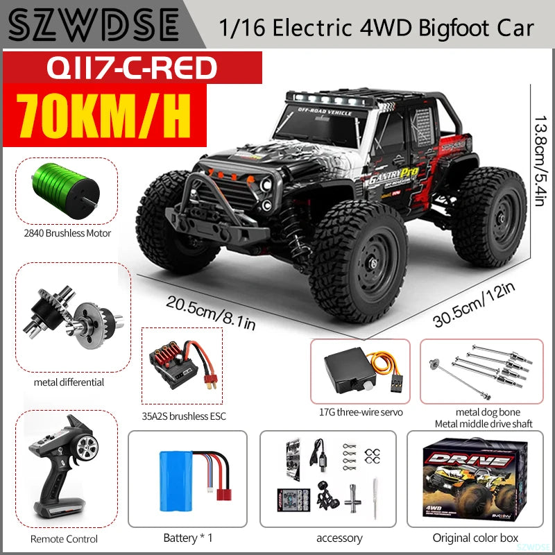 WLtoys Q117 Brushless 4WD Remote Control Off Road RC Car