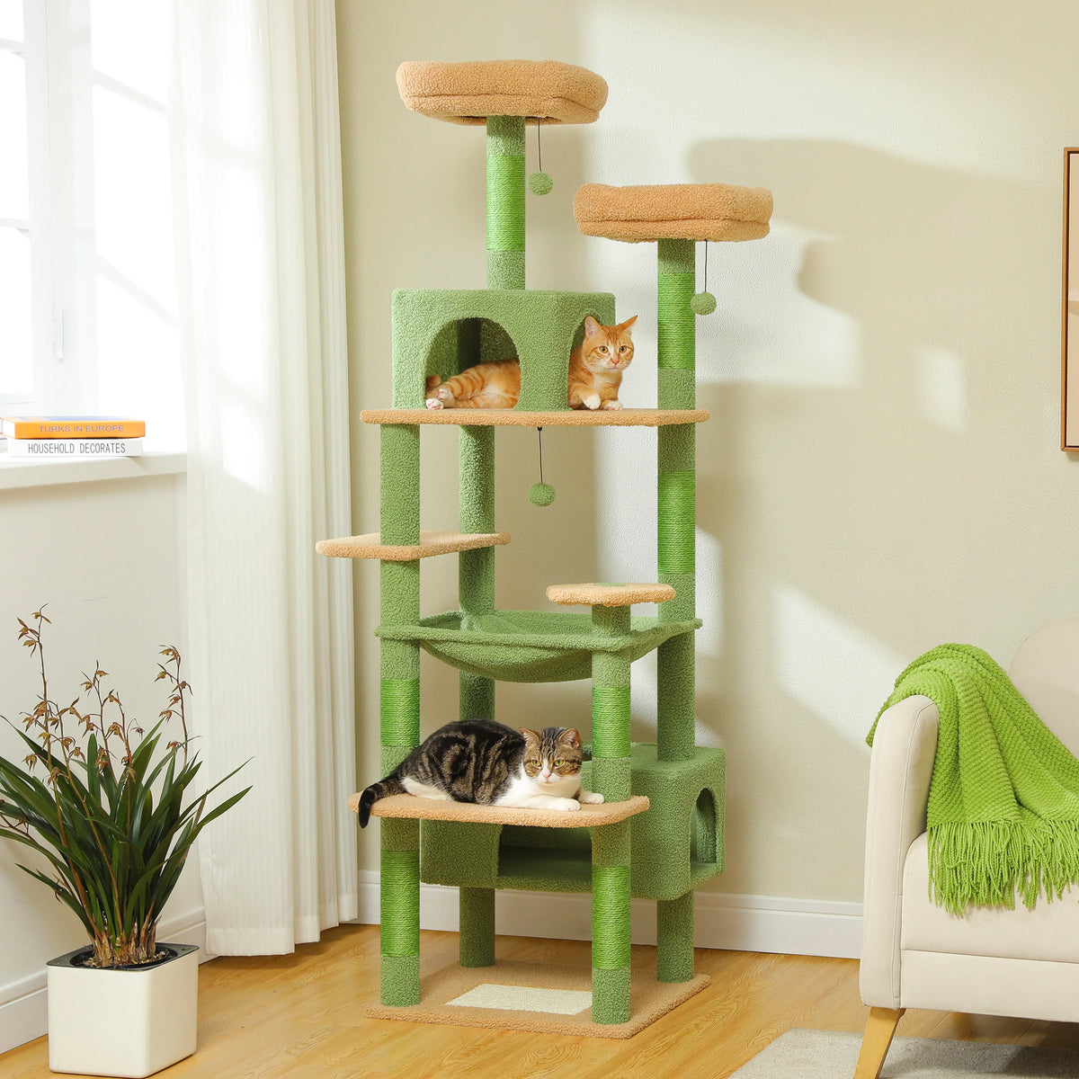 Pecuulti Multi Level Cat Tree With Scratching Posts Hammock And Perch