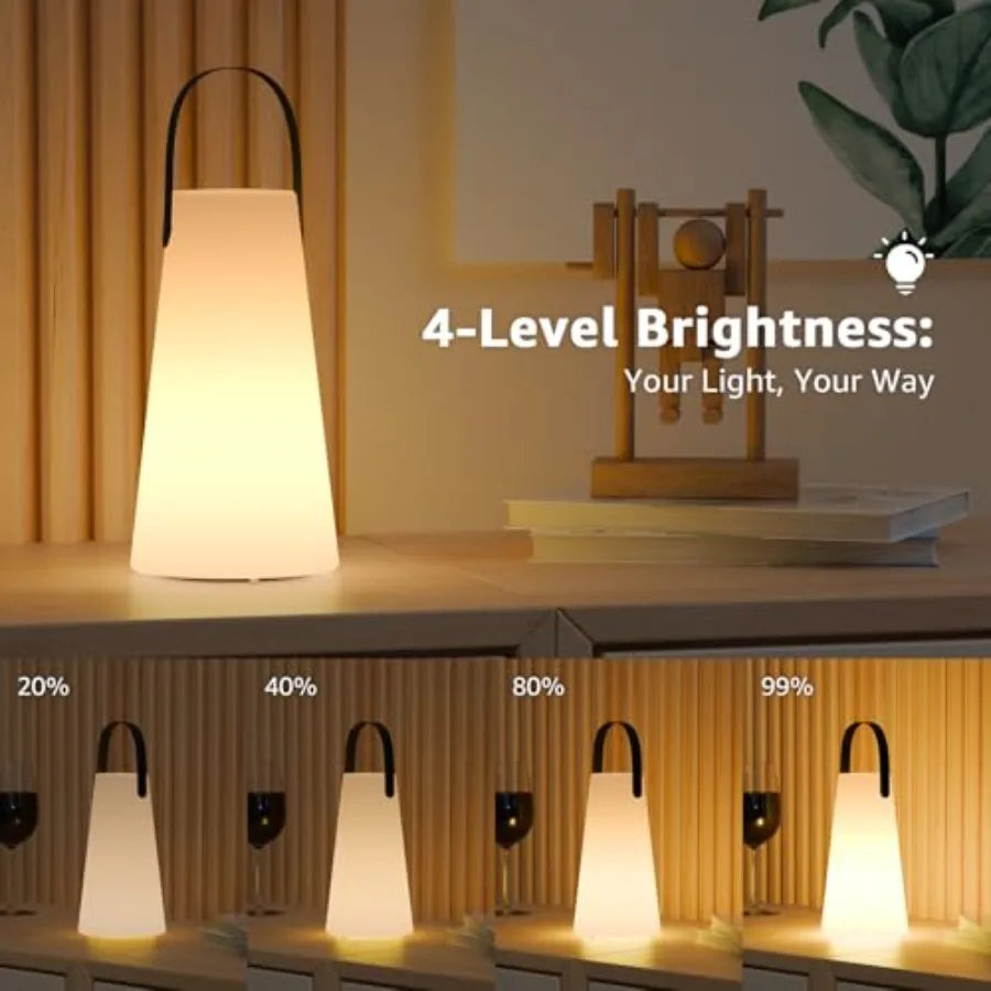 Outdoor Lanterns, Rechargeable Cordless Outdoor Table Lamp with IP44 Water-Resistant, Battery Operated Portable Hanging Outdoor