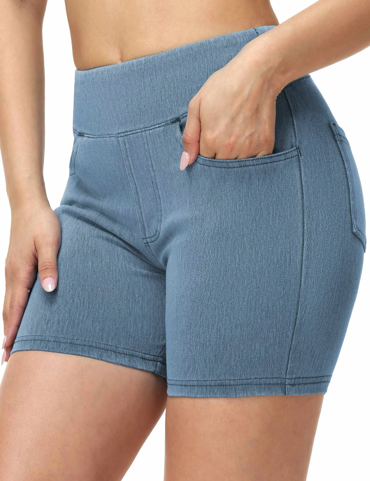 THE GYM PEOPLE Women's High Waisted Booty Lifting Denim Shorts Stretchy Pull on Jean Shorts With Pockets