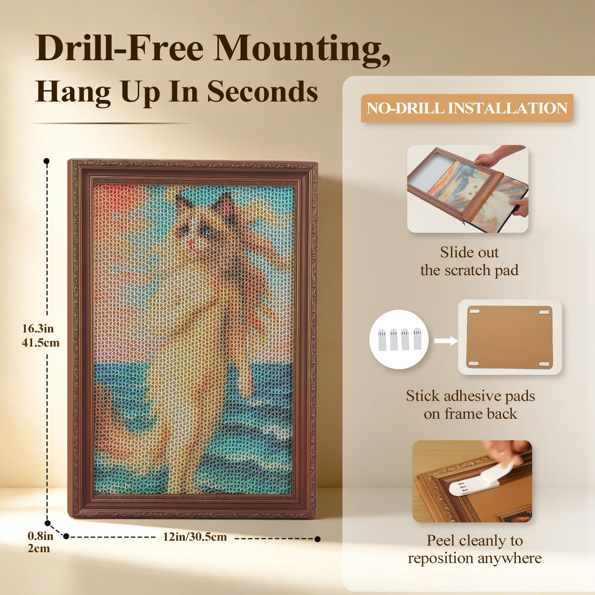 PAWZ Road 3 Pack Cardboard Cat Wall Scratcher With Adhesive