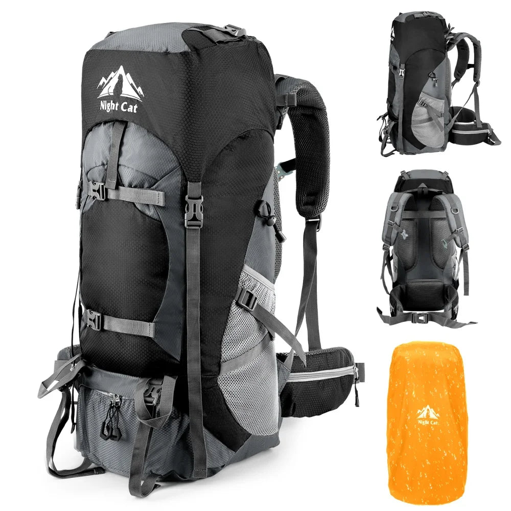 Night Cat Lightweight Hiking Backpack With Rain Cover Camping Travel