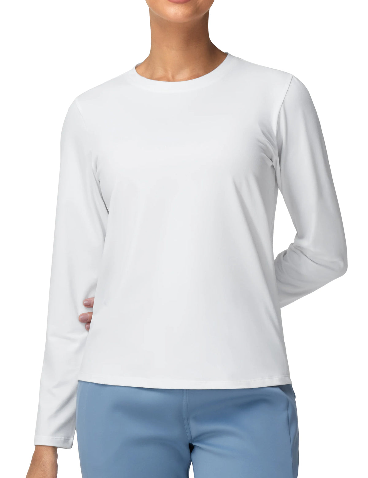 THE GYM PEOPLE Women's Long Sleeve Soft Workout Shirts Basic Crewneck UPF 50+ Sun Lightweight Fall Athletic Running Tops