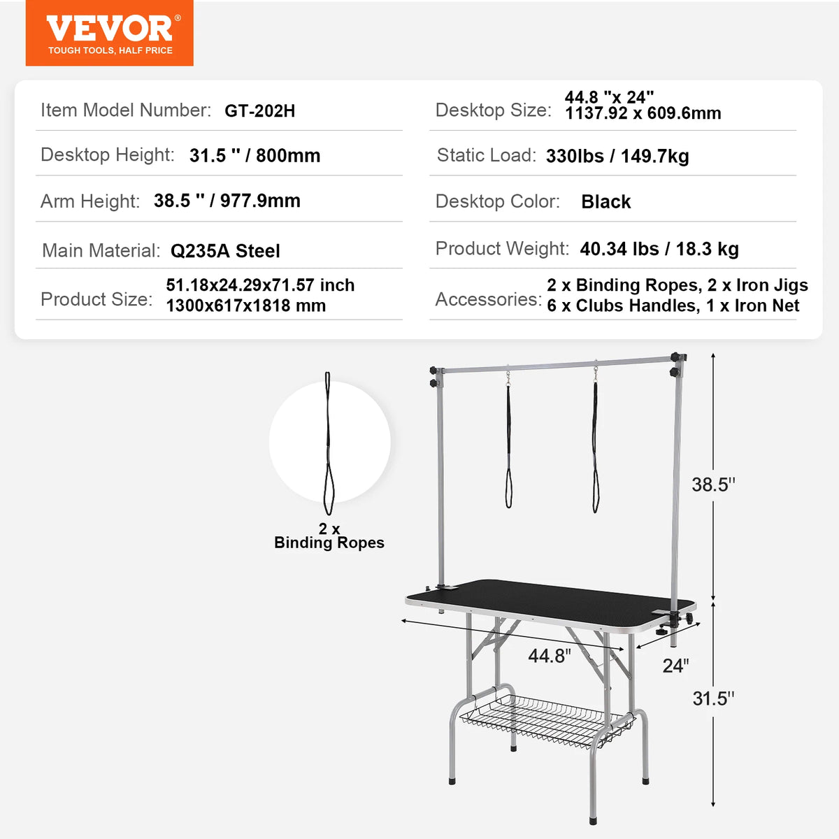 SucceBuy Foldable Dog Grooming Table With Dual Arms And Clamp