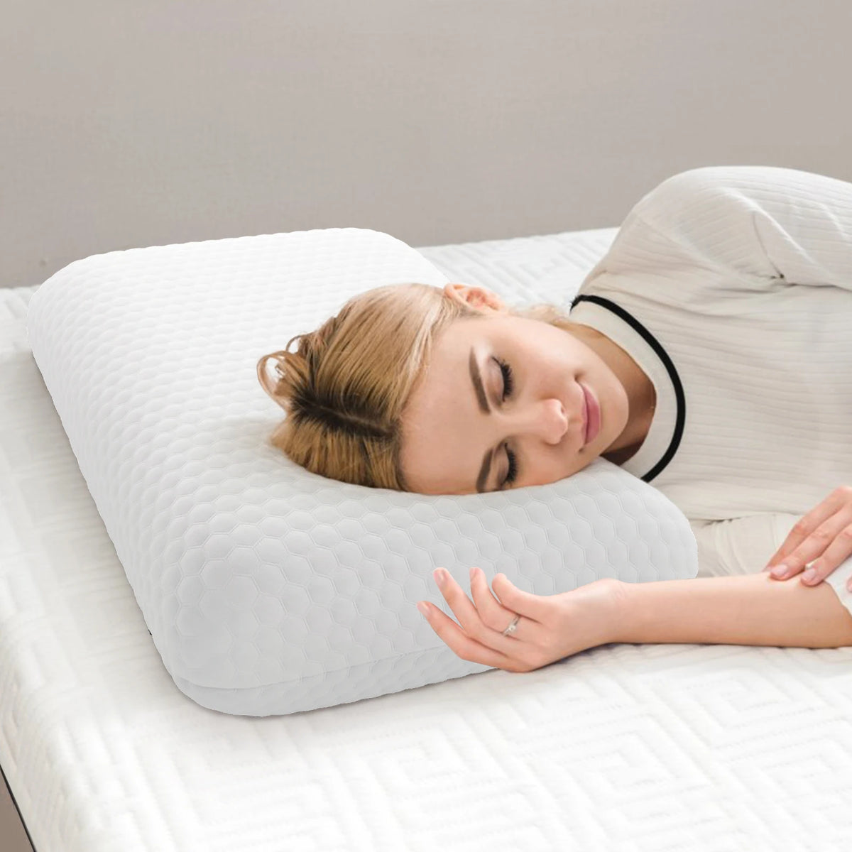 MCQ Memory Foam Neck Pillow For Travel And Bed Comfort