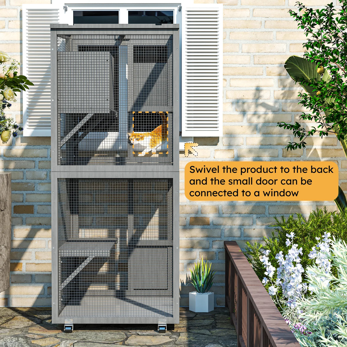 Four Tier Outdoor Cat Catio Enclosure with Waterproof Roof and Resting Box