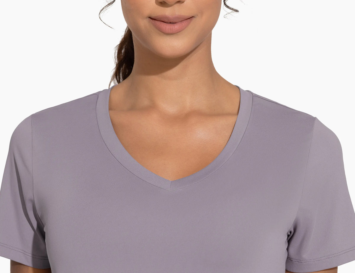 THE GYM PEOPLE Women's Breathable Workout Shirts V-Neck Short sleeve Stretchy Basic Athletic Tops | for yoga, running and casual