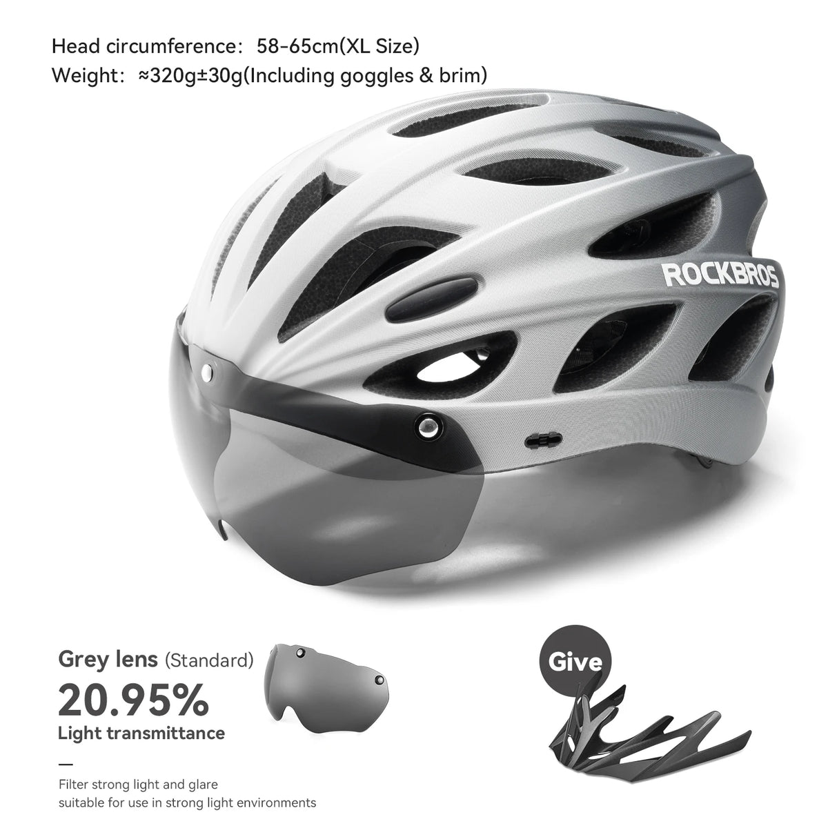 Rockbros Lightweight Cycling Helmet With Goggles For Riding