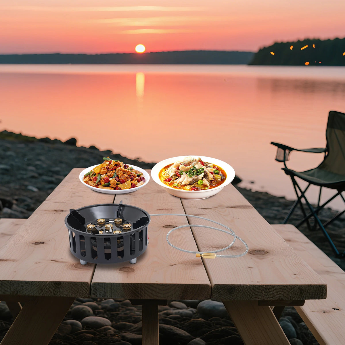 Portable Butane Propane Camping Stove With Dual Gas Adapters