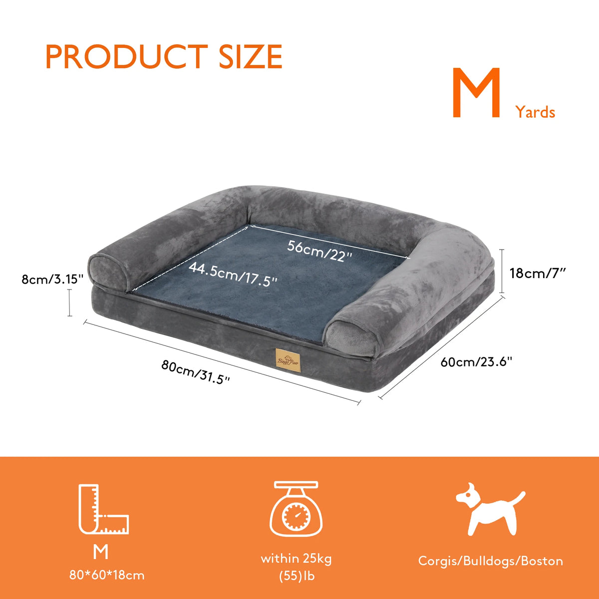 BINGOPAW Orthopedic Dog Bed With Removable Washable Cover Foam Mattress