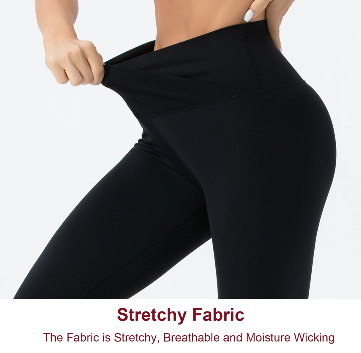 THE GYM PEOPLE Women's V Cross Waist Yoga Capris Leggings High Waisted Tummy Control Workout Running Pants