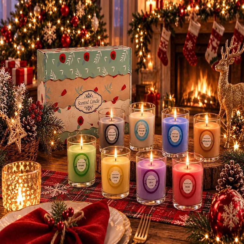 Fclayvts Scented Soy Wax Candle Gift Set With Aromatherapy Scents