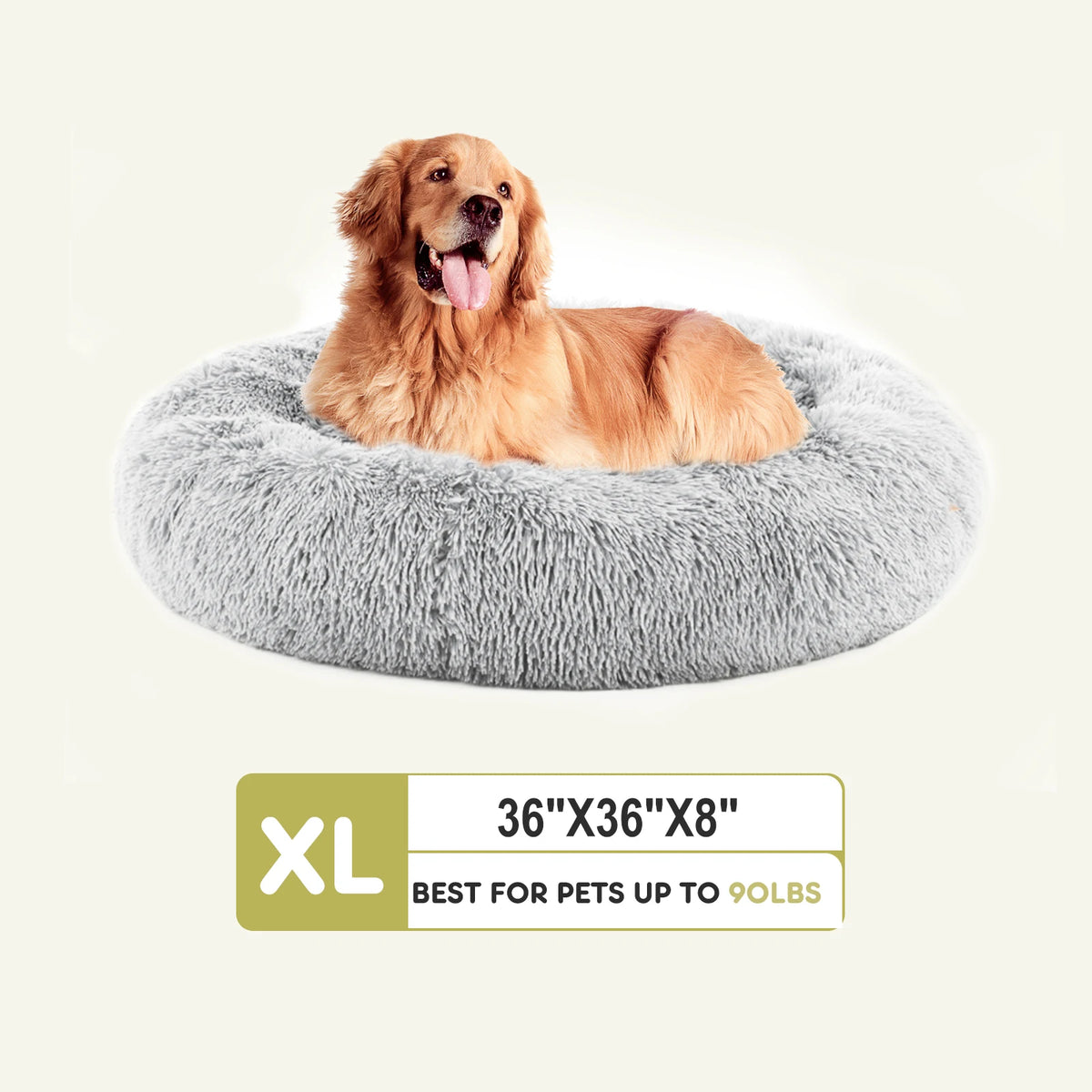 JHK Plush Round Calming Dog Bed With Anti Slip Surface