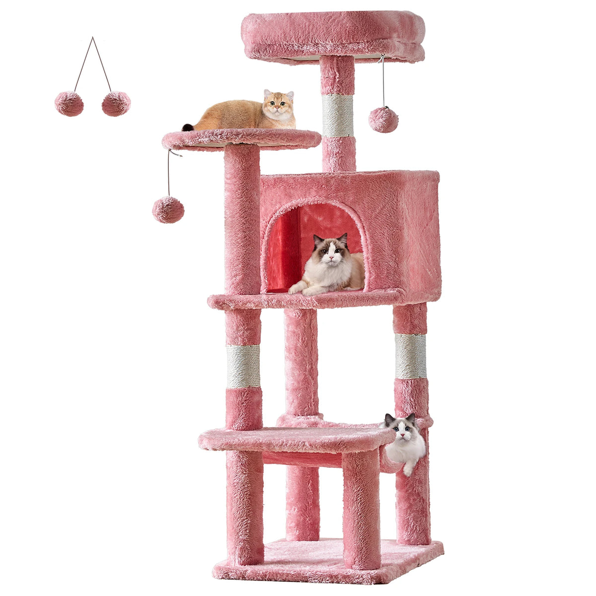 JHK Multi-Level Cat Tree With Scratching Posts And Cozy House