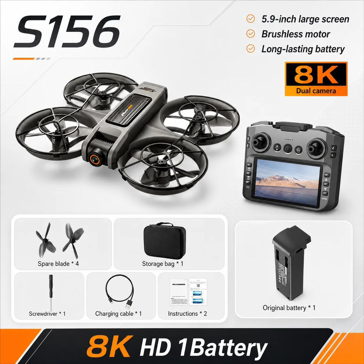 Znlyrion 8K Dual Camera RC Drone With Brushless Motor System