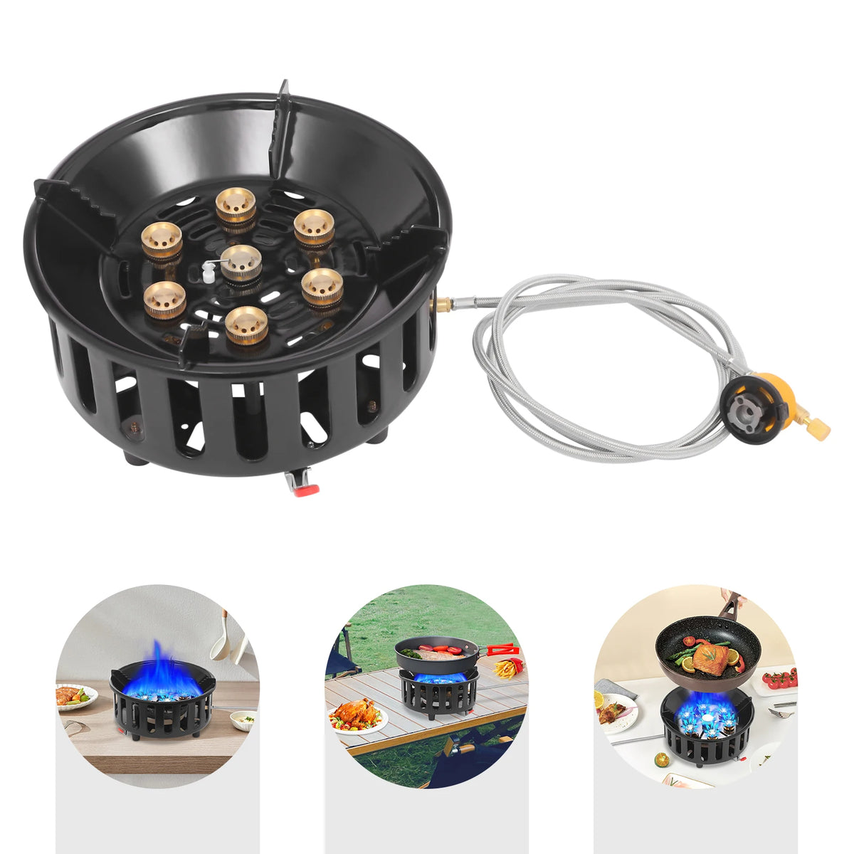 Portable Butane Propane Camping Stove With Dual Gas Adapters