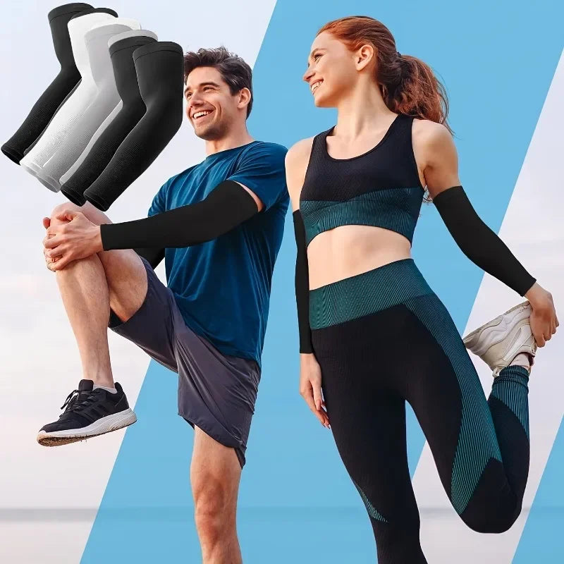 1/4pairs Ice Silk Sleeves Breathable Anti-UV Cycling Running Arm Covers Unisex Elastic Sunscreen Cooling Basketball Arm Sleeves