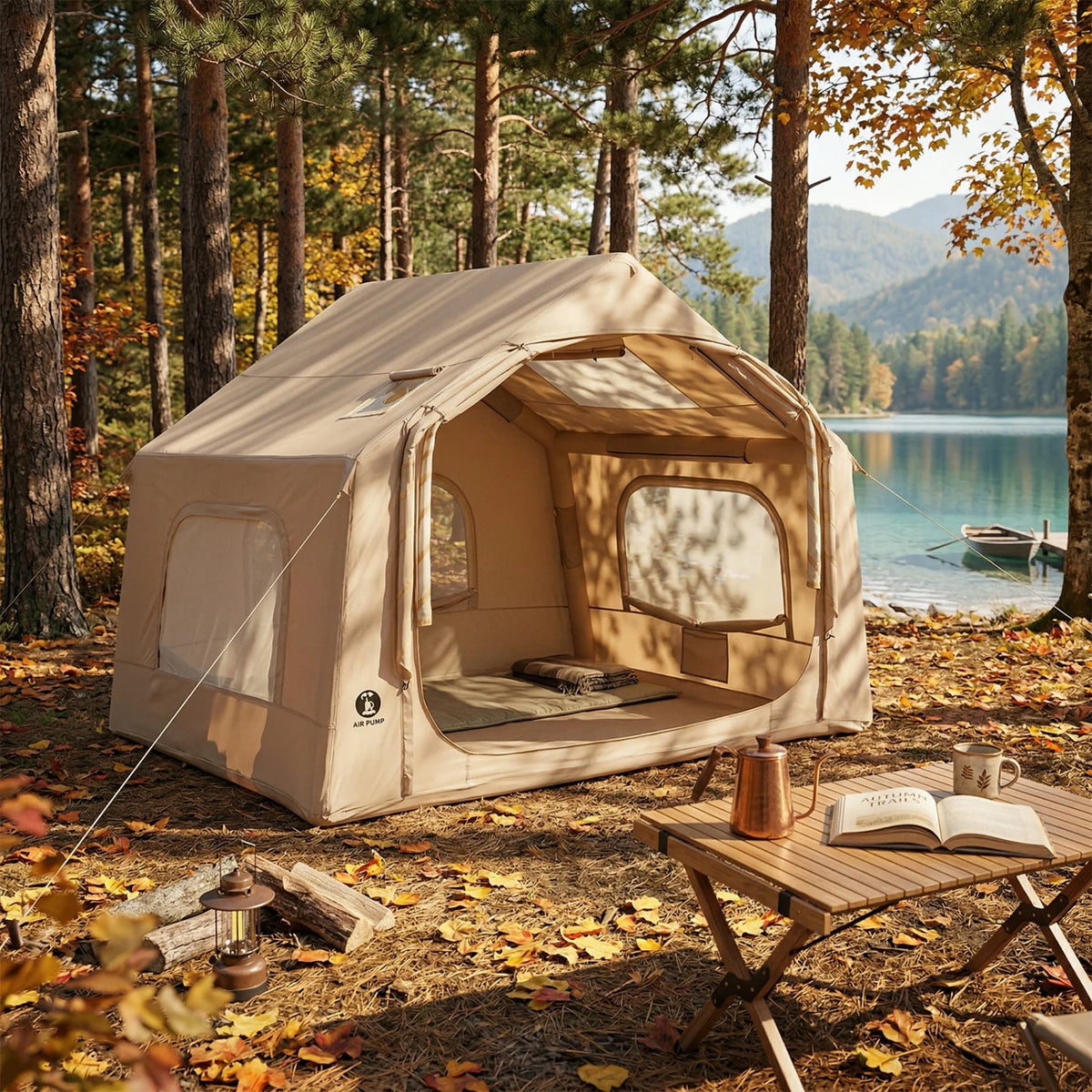 Himiss Inflatable Camping Tent Weather Resistant Quick Setup Outdoor Shelter