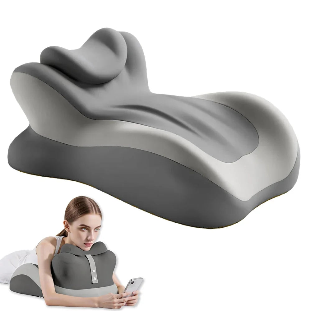 Ergonomic Memory Foam Prone Reading Pillow With Removable Headrest