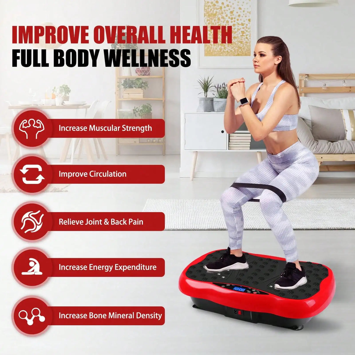 Vibration Plate Fitness Platform Exercise Machine Vibrating Lymphatic Drainage Shaking Full Body Shaker Workout Vibrate Stand Shake Board Sport Gym For Weight Loss Fat Burner For Women Men
