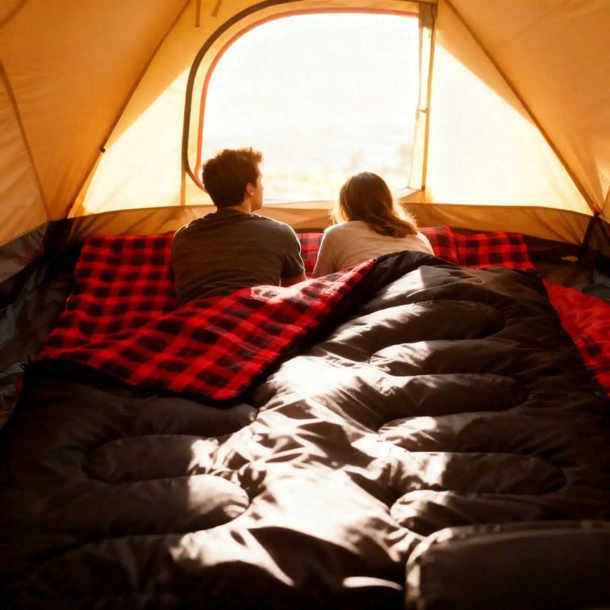Double Camping Sleeping Bag With Pillows For Cold Weather
