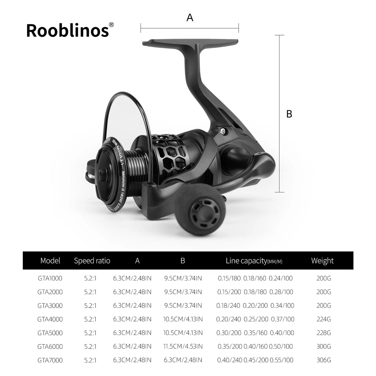 Rooblins GTA3 Spinning Fishing Reel For Saltwater And Freshwater Use