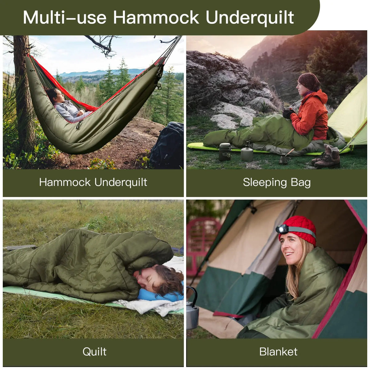Single Hammock Underquilt Sleeping Bag Insulated Lightweight Camping Gear