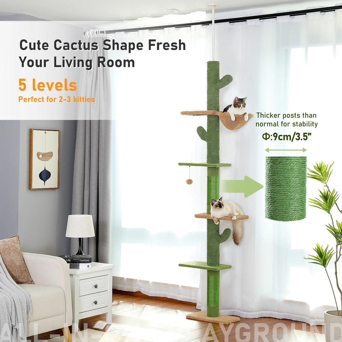 PAWZ Road Five Tier Floor To Ceiling Cat Climbing Tower