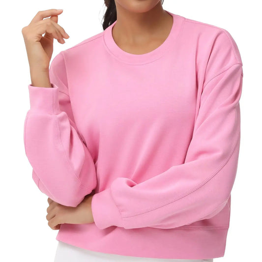 THE GYM PEOPLE Women's Crewneck Cropped Pullover Sweatshirt Cute Basic Long Sleeves Workout Tops