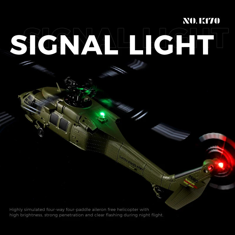 WLtoys K170 UH-60L RC Helicopter With Gyroscope And LED Lights