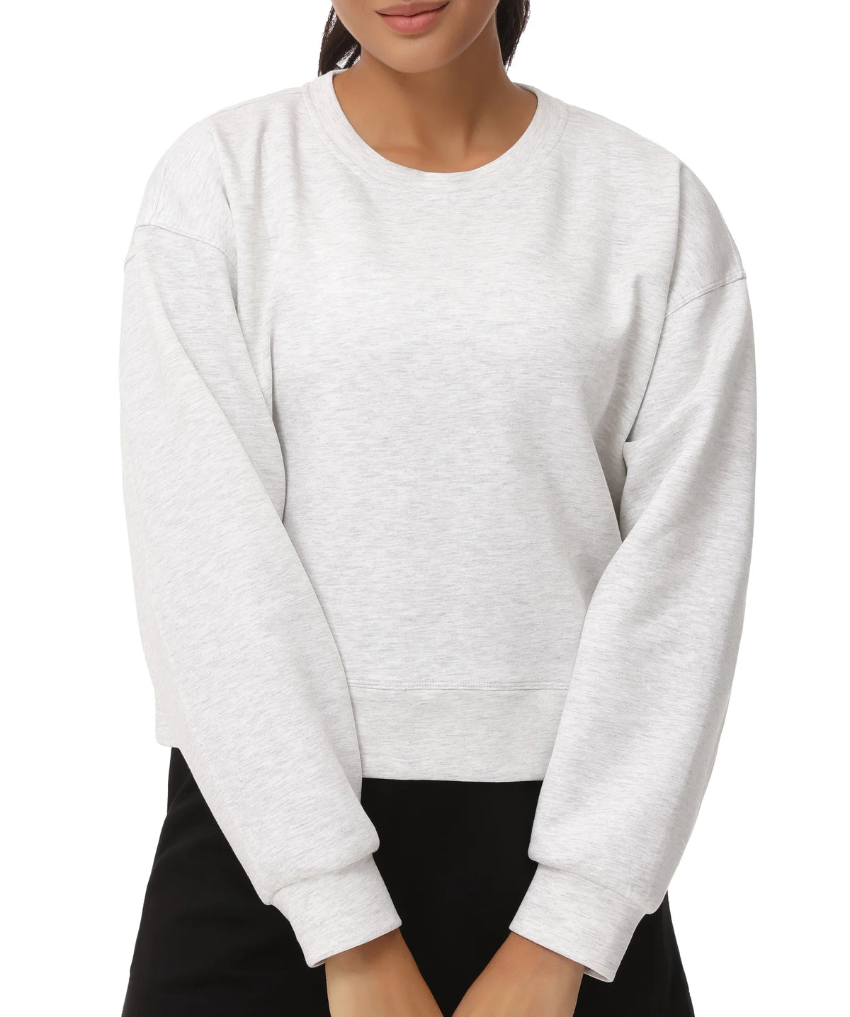 THE GYM PEOPLE Women's Crewneck Cropped Pullover Sweatshirt Cute Basic Long Sleeves Workout Tops