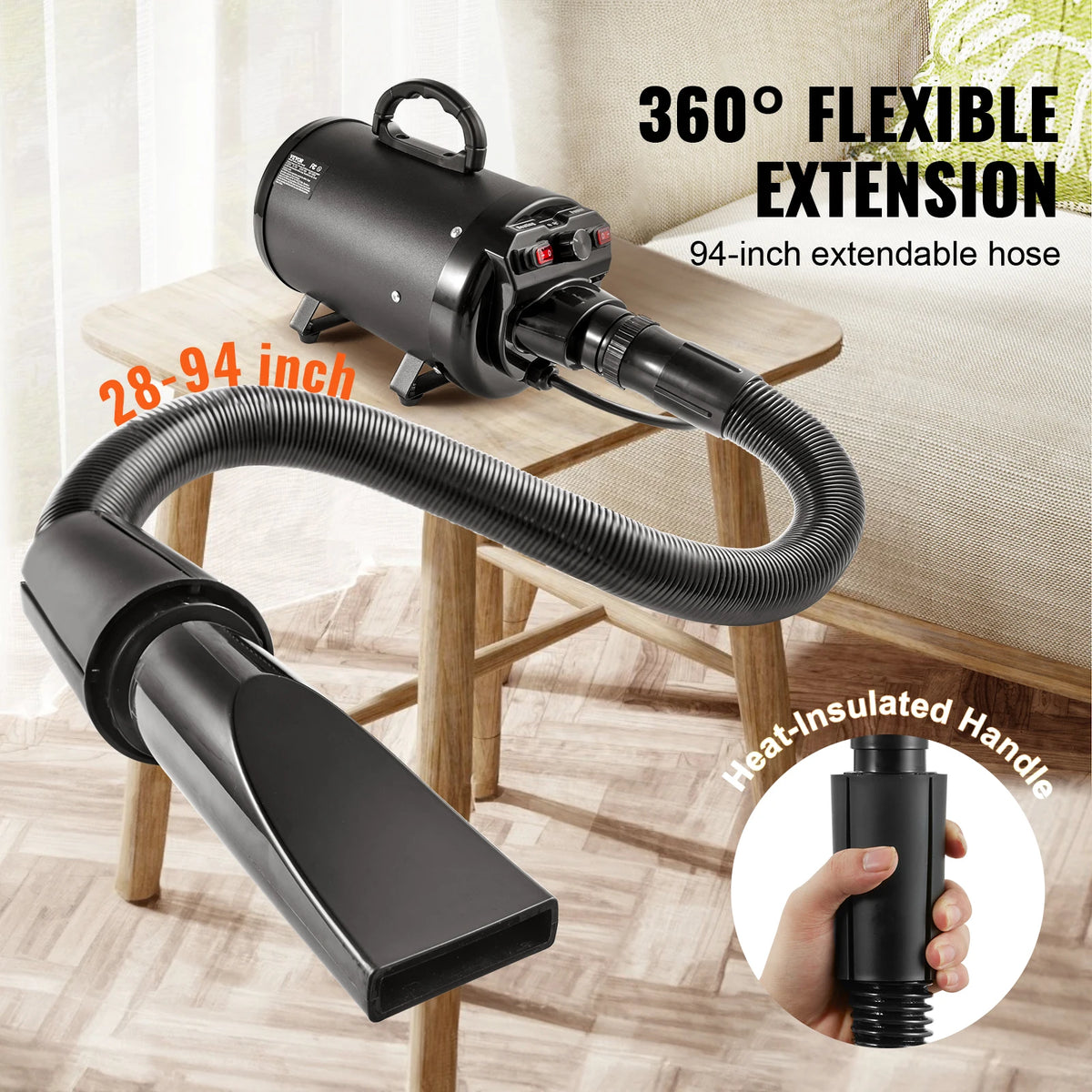 SucceBuy Dog Grooming Dryer With Adjustable Speed Temperature And Nozzles