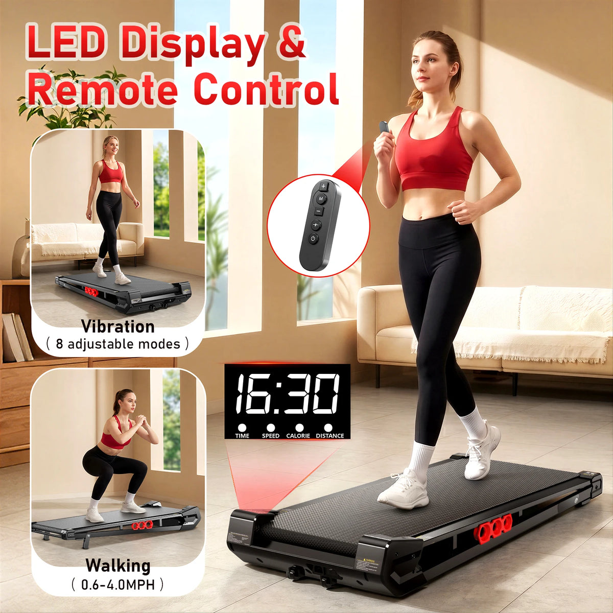 Akluer Under Desk Vibration Walking Pad With Remote And Incline
