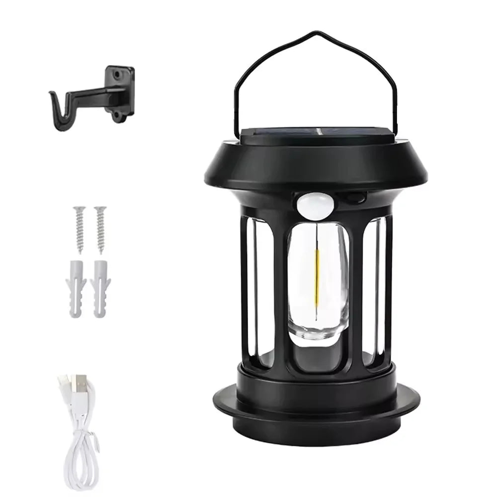 Outdoor Camping Lantern Portable USB Rechargeable Lamp Retro LED Light For Emergency Fishing Hiking Tent Nightlight Waterproof