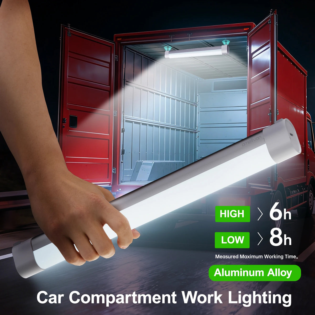 Aluminum Alloy Magnetic Charging Camping Light 18.5cm 2000Mah USB Rechargeable Led Emergency Light 5 Modes High Brightness Medium Brightness Strobe Red Light Power Outage Emergency Garage Tent Warehouse Lighting